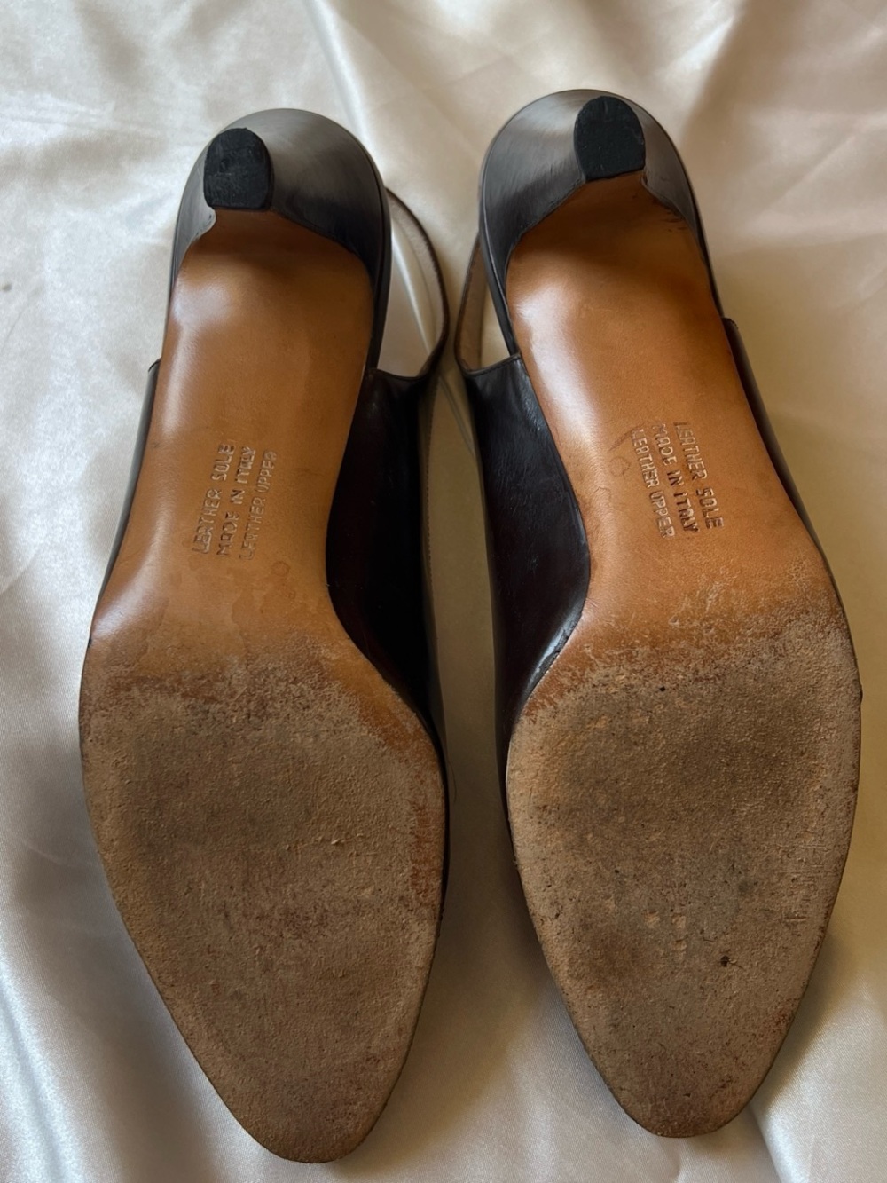 Salvatore Ferragamo Dark Brown Leather Slingback Heels Size 6 1/2 AAAA - Picture 3 of 5